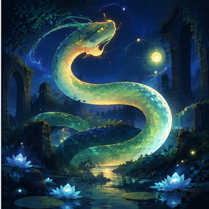 Illustration onirique : Rêver d’un serpent